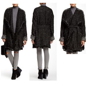 Free People Fringe Oversized Wrap Blanket Coat